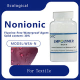Fluorine free non-ionic waterproofing agent that can be used in the same bath as other additives for one-step waterproof finishing of printing